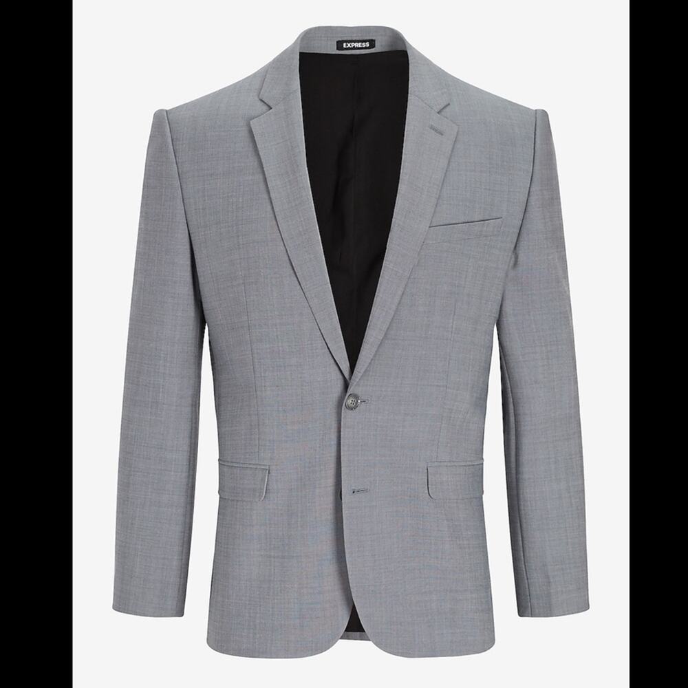 Classic Solid Gray Wool-Blend Suit Jacket - image 3